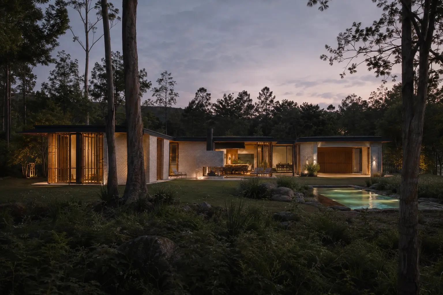 Casa Bosque — fachada e implantação